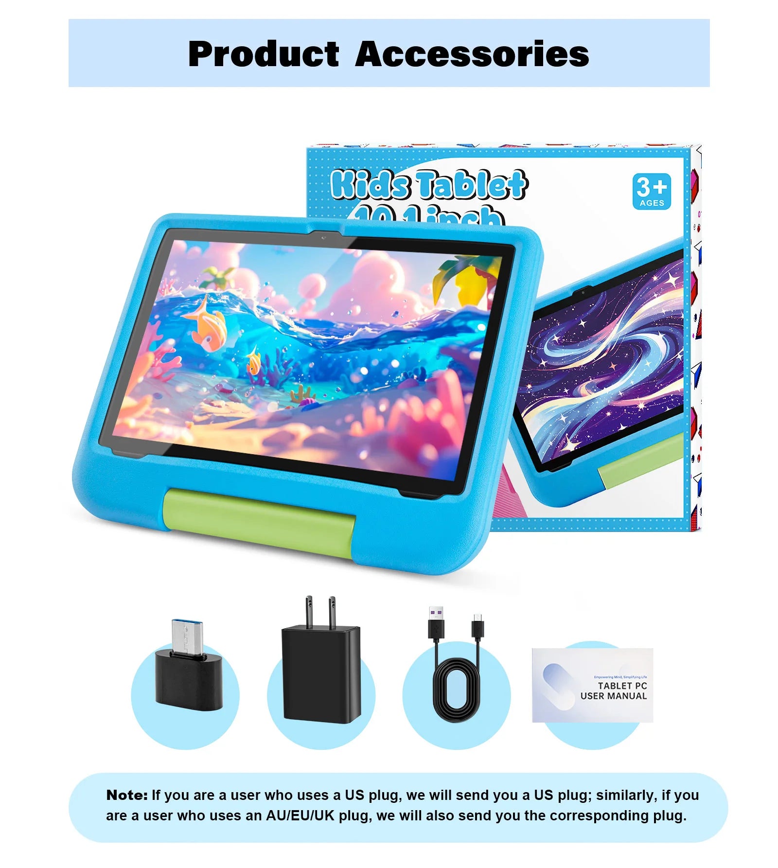 ANRY Kids Tablet Android 15 10.1 Inch CPU A523 2.0GHZ Octa-Core 4GB RAM 64GB ROM 5000Mah Dual Camera Tablets Children's Gifts