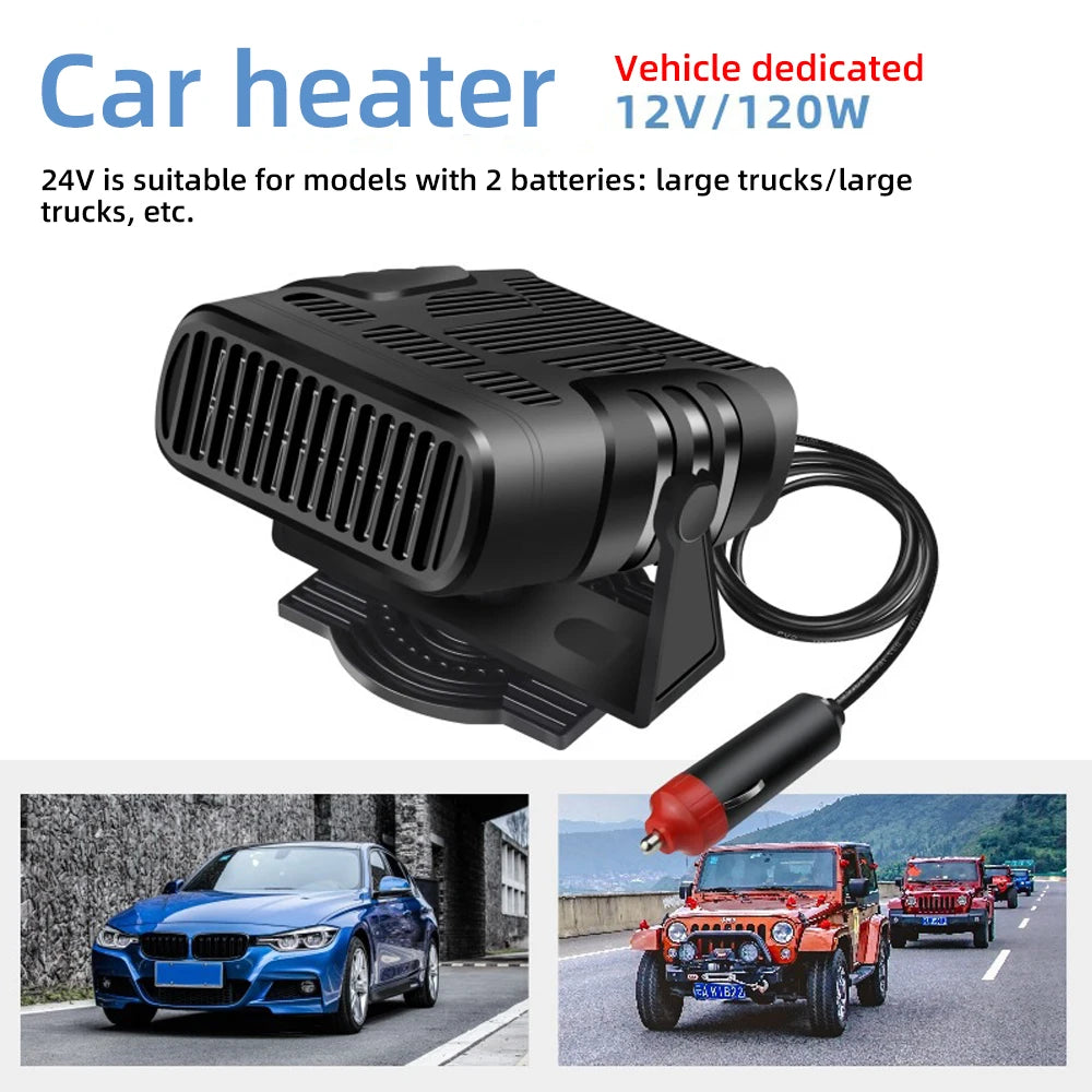 2 IN 1 Car Cooling & Heater Fan 12V 120W 24V 200W Auto Windshield Anti-Fog Electric Heating Dryer Defogging Demister Defroster