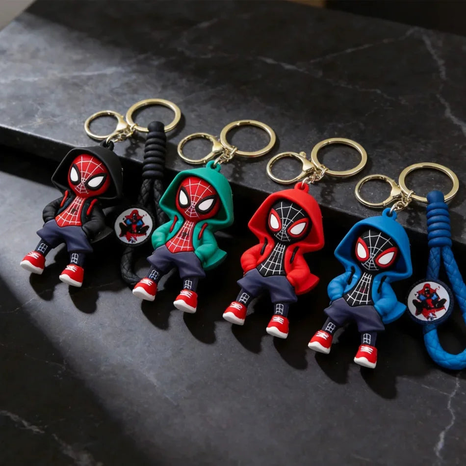 Marvel Spider-Man Silicone Key Ring, Cartoon Character Mini Figurine Keychain, Anime Merch Bag Accessories, Birthday & Holiday P