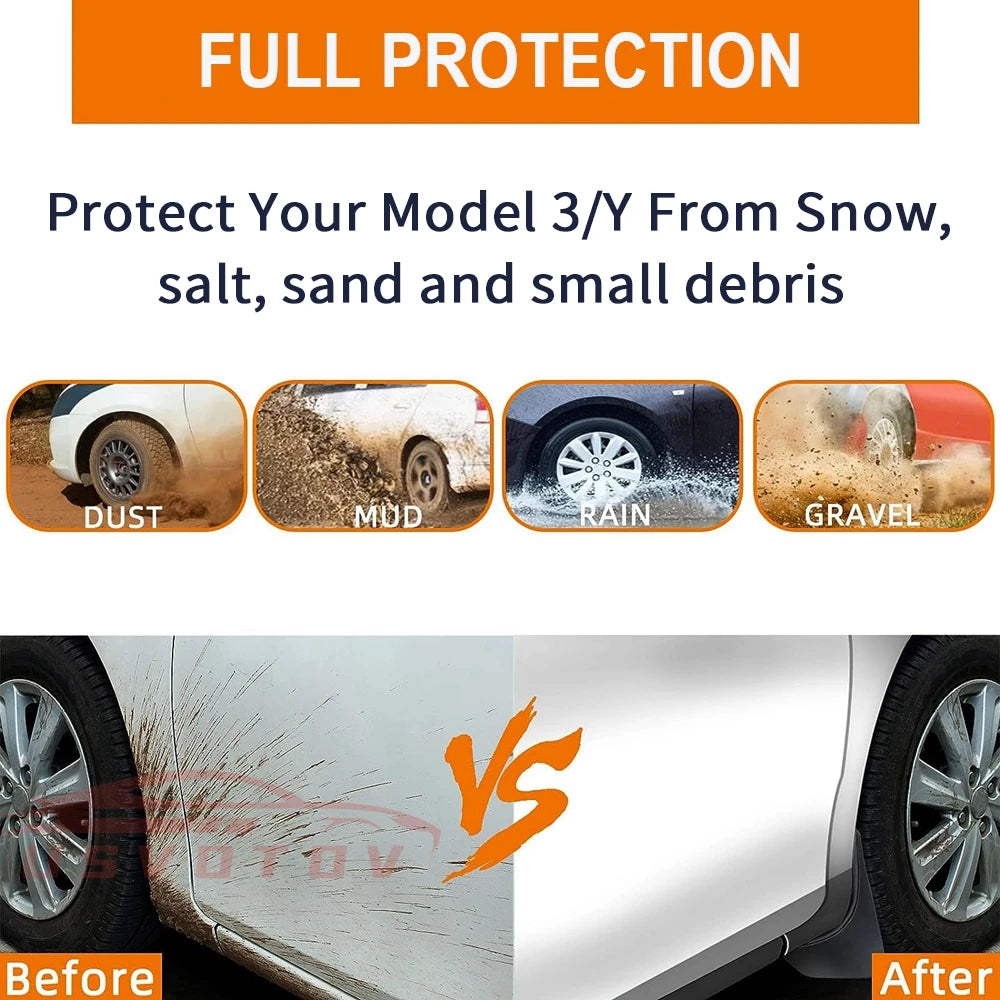 Protect Paint Mud Flap for Tesla Model 3 Y YL Accessories 2025 2026 Mud Flaps Tire Splash Guards All Weather Mudflap Accessories
