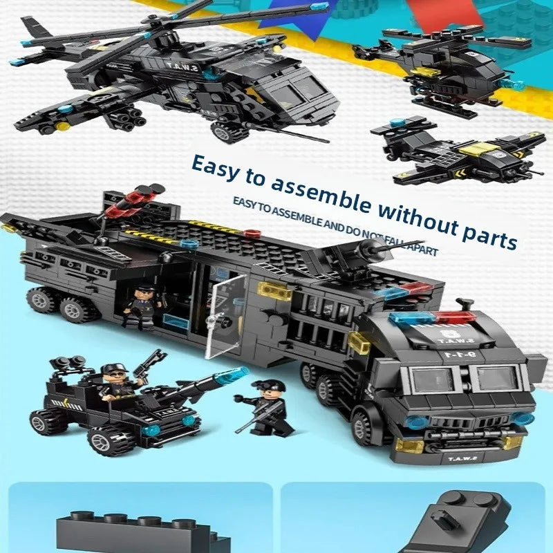 Compatible with Lego Building Blocks, Military Special Police Vehicles, Tanks and Education Cities To Assemble Children's Toys.