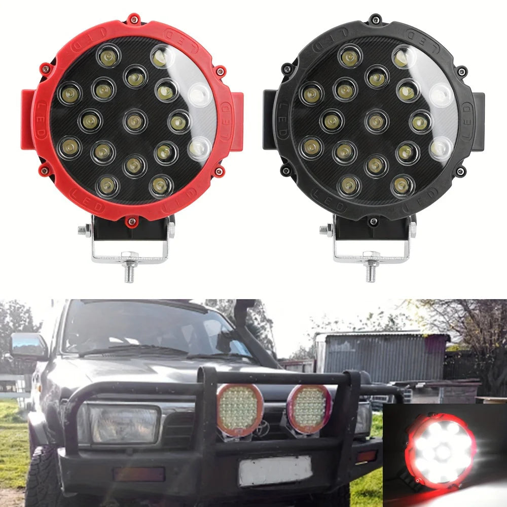 7 Inch 51W Round LED Offroad Lights Spot Driving Light Pod Bumper Roof Fog Light Fit for Boat Jeep ATV SUV Truck Hunter Motor