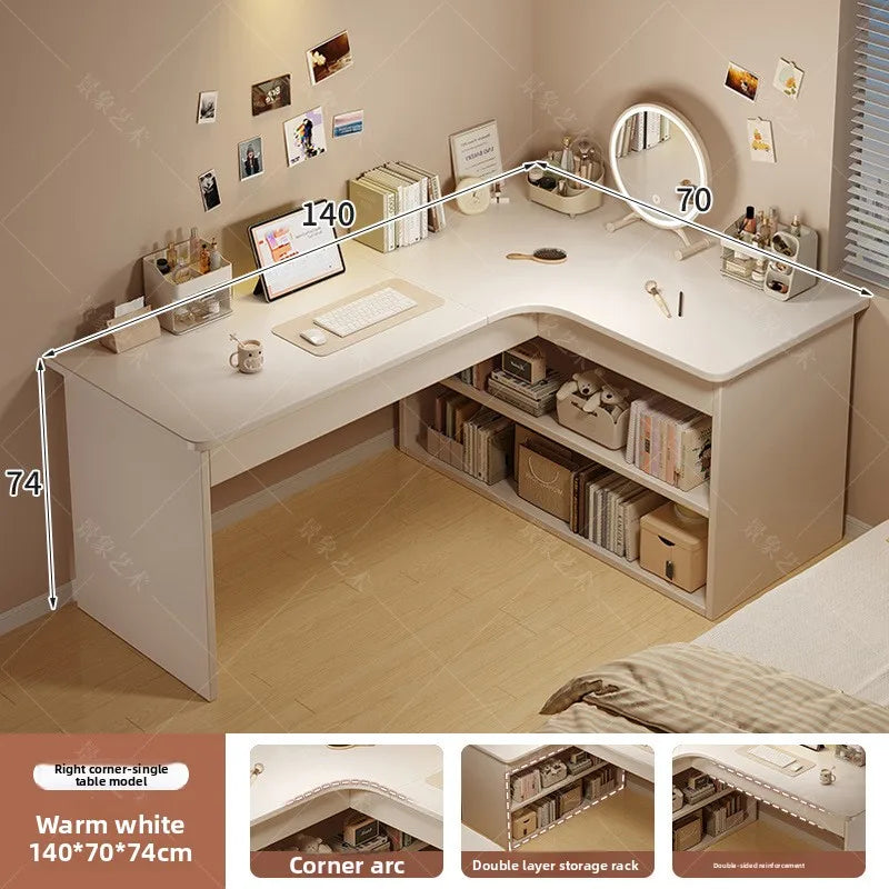 Firm Computer Desk, Bookshelf, Integrated Corner Workbench, White Corner Learning And Writing Desk Factory