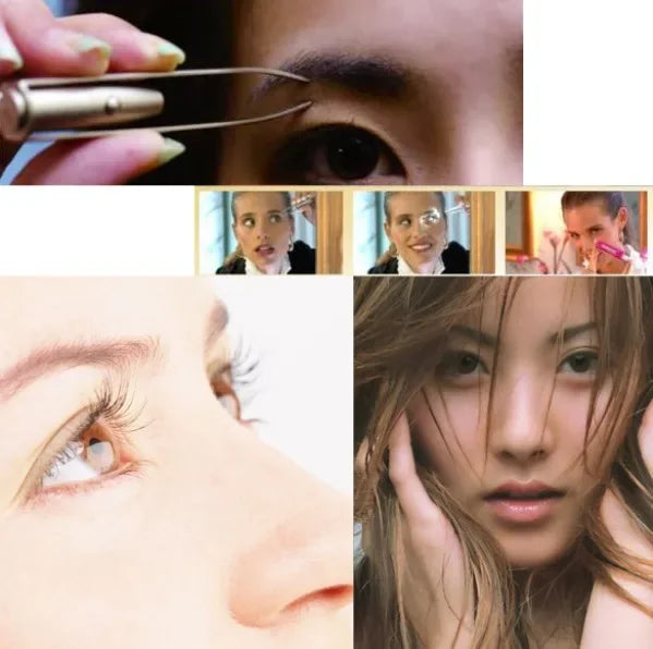 Precisely shape your brows anytime with this portable stainless steel eyebrow tweezer—smart design featuring built-in LED light for flawless makeup application!
