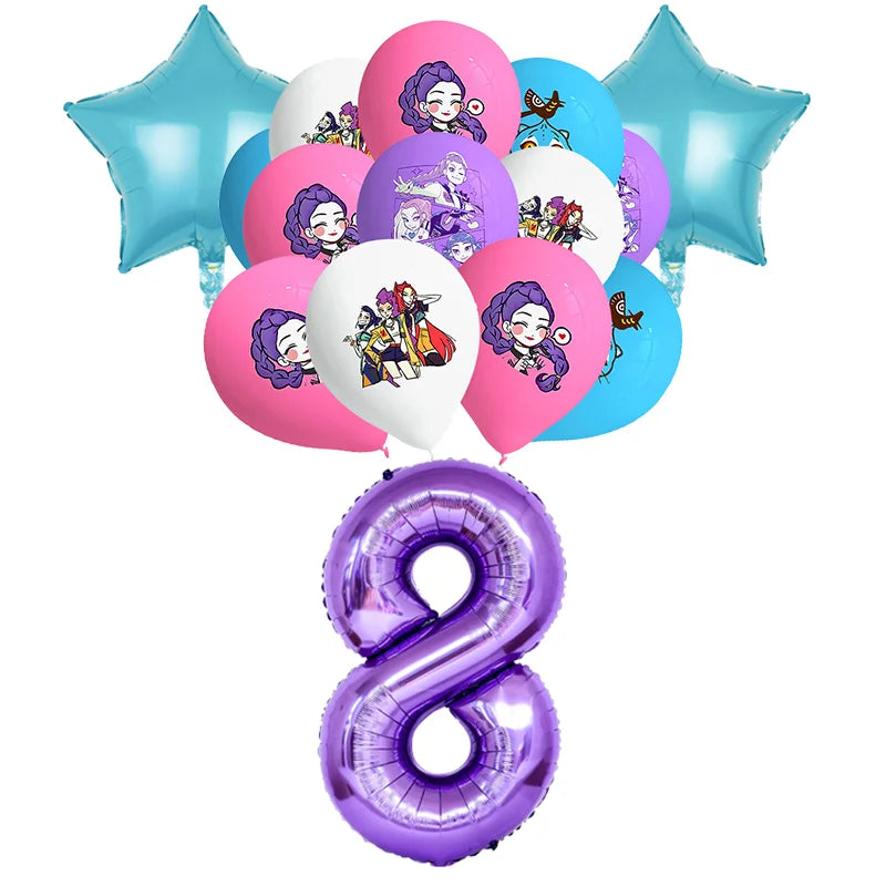 Happy Birthday Party Decoration Character Anime Tableware Plate Cup Balloon Set Banner Backdrop Gift Bag Keychain Party Supplies