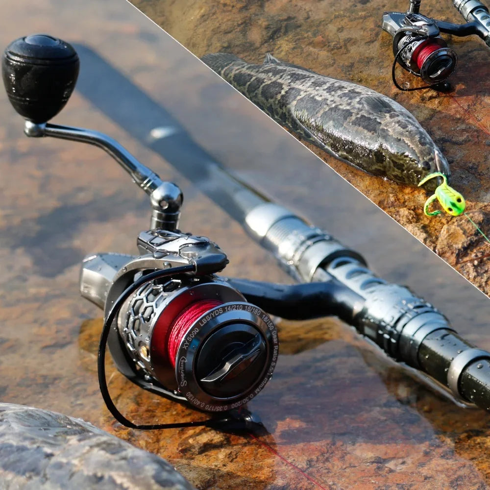 Sougayilang 1.8-3.3m Carbon Fiber Spinning Fishing Rod and 13+1BB Fishing Reel Combo Telescopic Fishing Pole Spinning Reel Kit