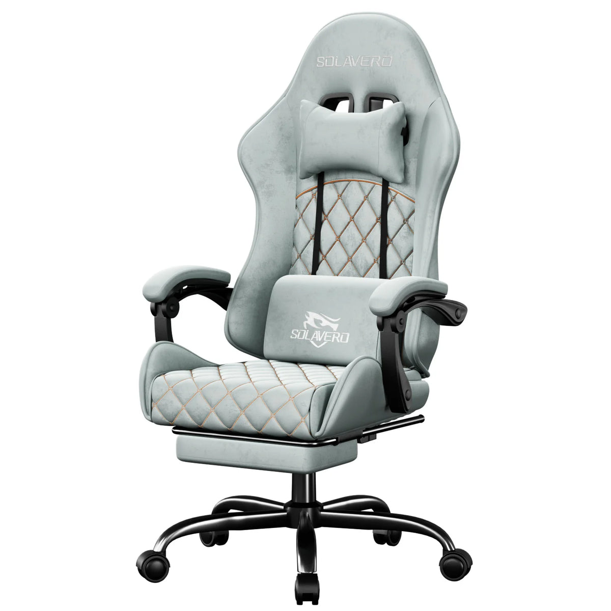 Massage Gaming Chair, Computer Office Chair with Comfy Fabric, Height Adjustable Game Chair with 360°-Swivel Seat and Headrest