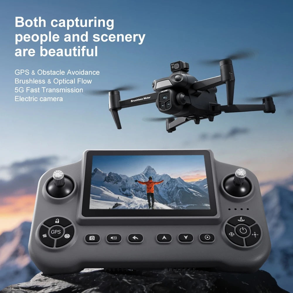 Lenovo A1R Drone GPS 8K HD 5G WIFI FPV Foldable Quadcopter Brushless Motor Laser Obstacle Avoidance Large Screen Remote Control
