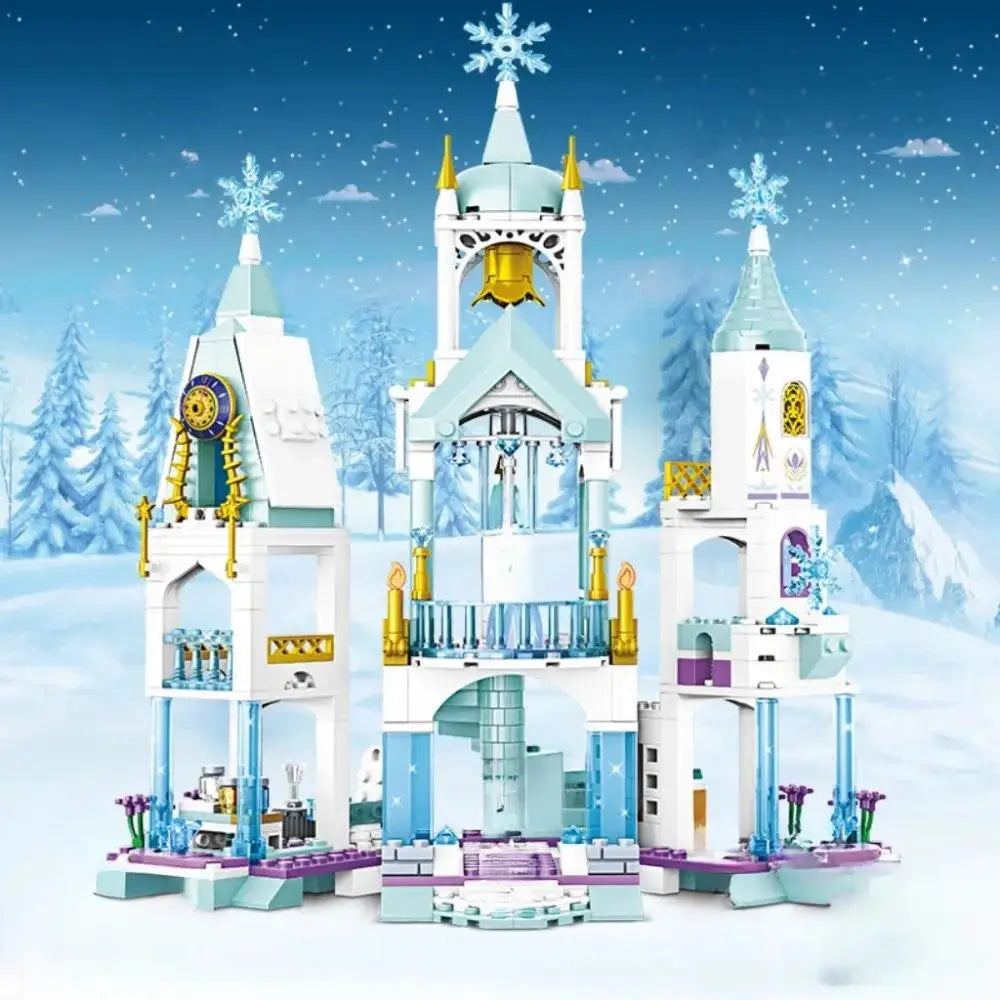 350pcs Ice Queen Castle Building Blocks Set, Princess Elsa Frozen Castle Toy for Kids - Snowflake Design Creative Play