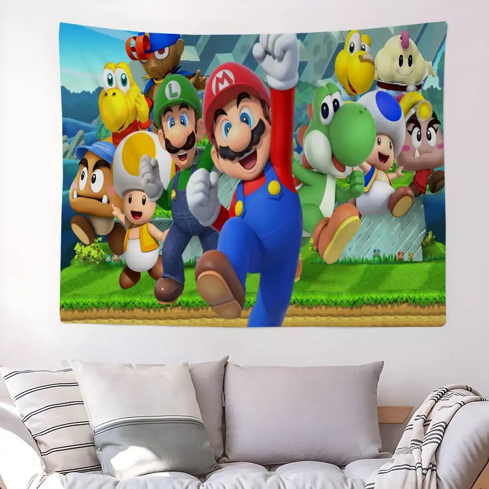 Game M-mario-O cartoon DIY Wall Tapestry for Living Room Home Dorm Decor Wall Art Decor