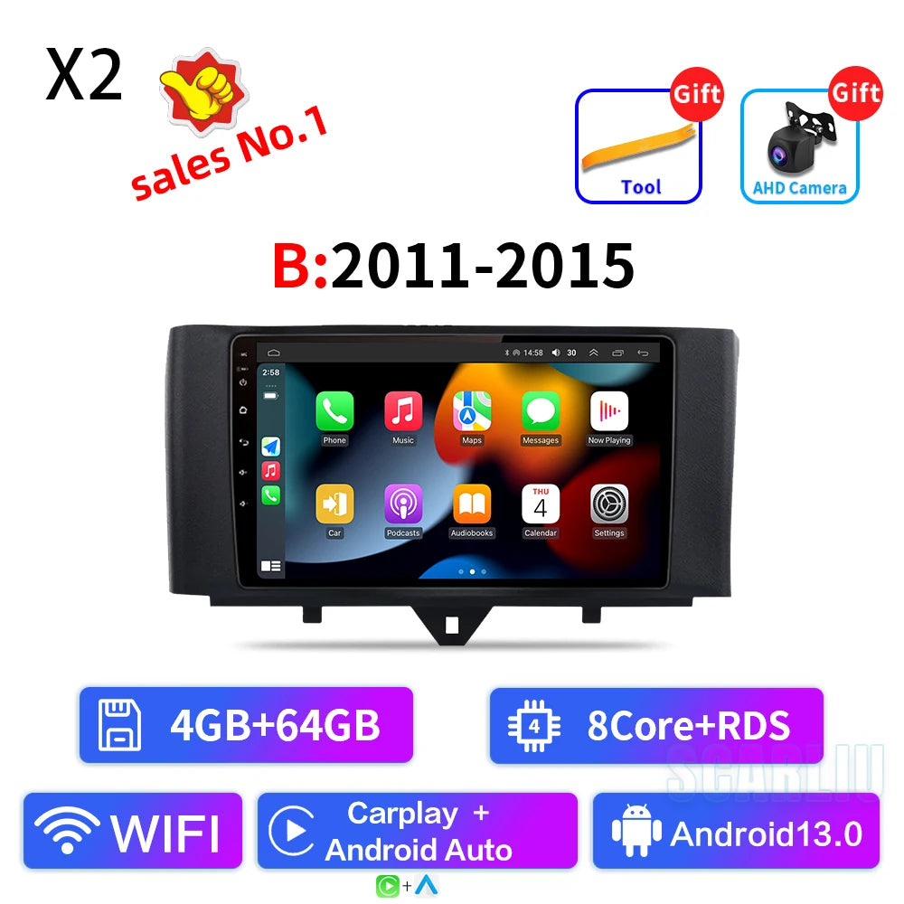 For Smart Fortwo 451 2005 - 2010 2010-2015 Multimedia GPS Navigation DSP RDS 4G SWC CarPlay 2Din 9inch Android Auto Car Radio