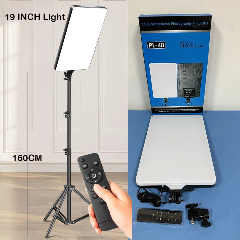 Big Size Fill Lamp Light Photo Studio LED Video Panel Photography Lighting With Tripod Stand Long Arm EU Plug For Live Stream