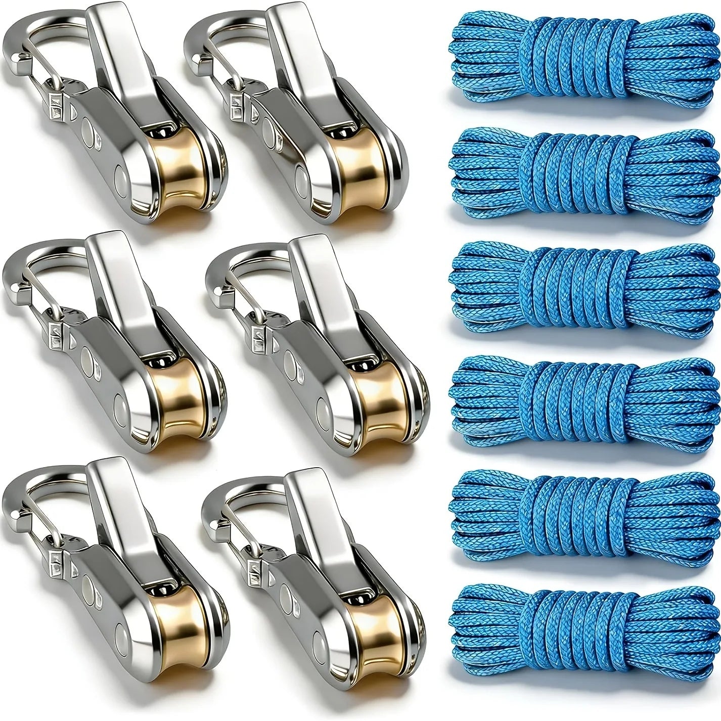 Rope Tying Tool And Tensioner with Roller Tensioner, Heavy-Duty Retractable Buckle with Accessory Rope, Suitable for Camping