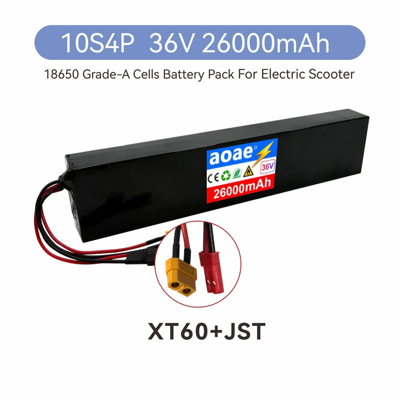 36V Electric Scooter Battery 10S4P 14Ah 18650 Grade-A Cells 500W-1000W Built-in BMS for M365 XT30 JST Long Range