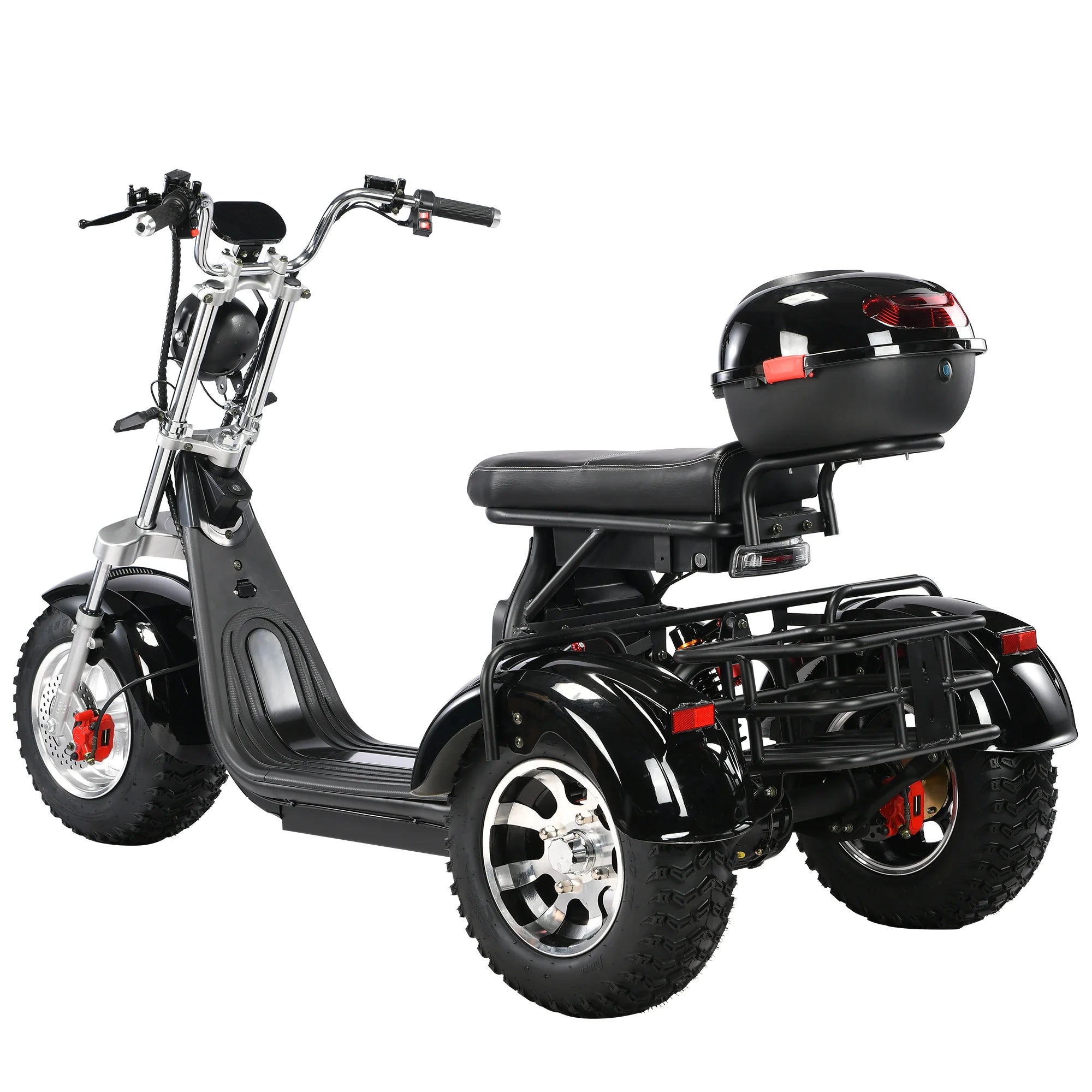 3-wheel electric scooter: 3000W motor, 40KM/H speed, 200KG load, 18" fat tires.