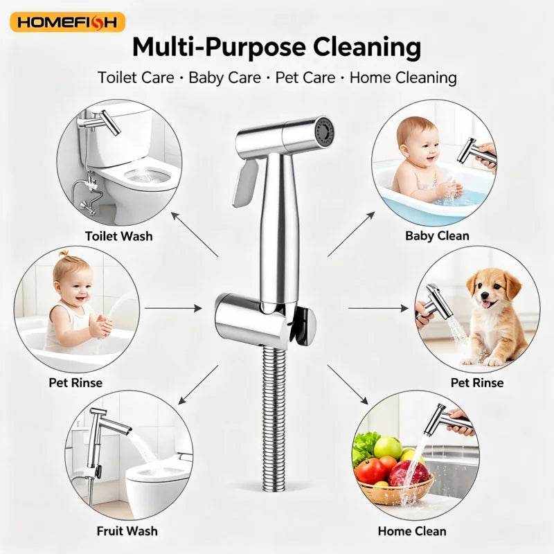 High Pressure Bathroom Cleaning Spray Gun plastic Hand Shower Kit Equipped With 4.8in Hose And Wall Holder Bracket