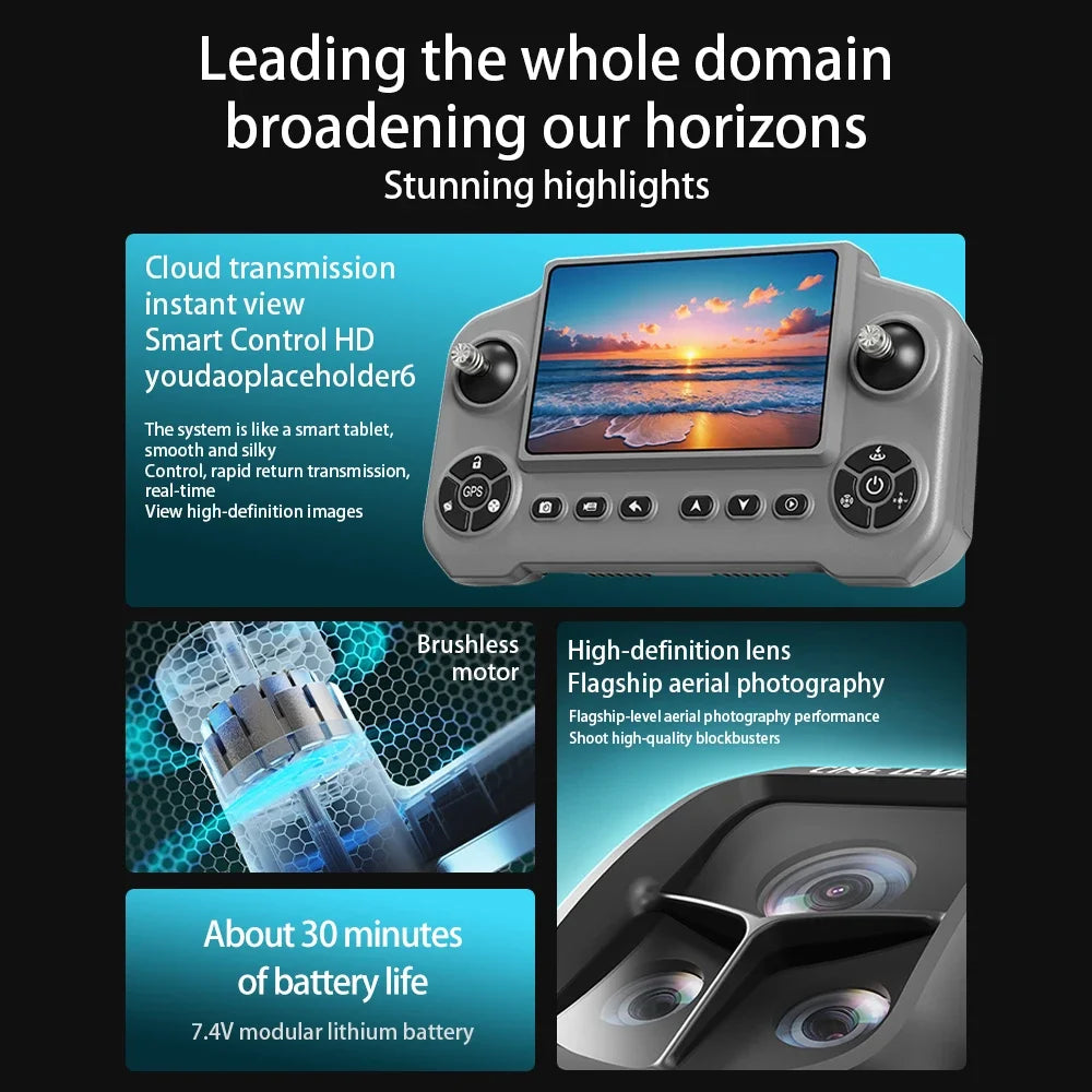 Lenovo A1R Drone GPS 8K HD 5G WIFI FPV Foldable Quadcopter Brushless Motor Laser Obstacle Avoidance Large Screen Remote Control