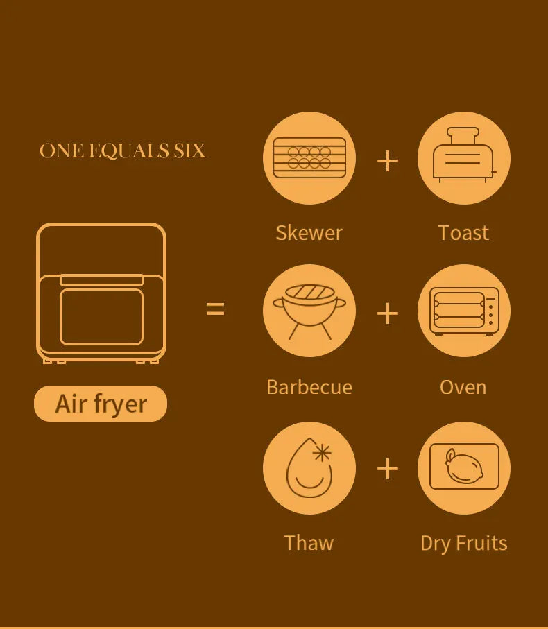Stainless steel household 10 liter large capacity intelligent electronic digital fryer, oil-free multifunctional touch screen ai