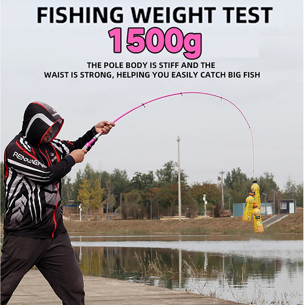 1.5m 1.8m 2.1m 2.4m Spinning / Casting Fishing Rod Pink Ultralight Carbon Telescopic Pole Lure Fishing Rods Tackle Trout Jigging