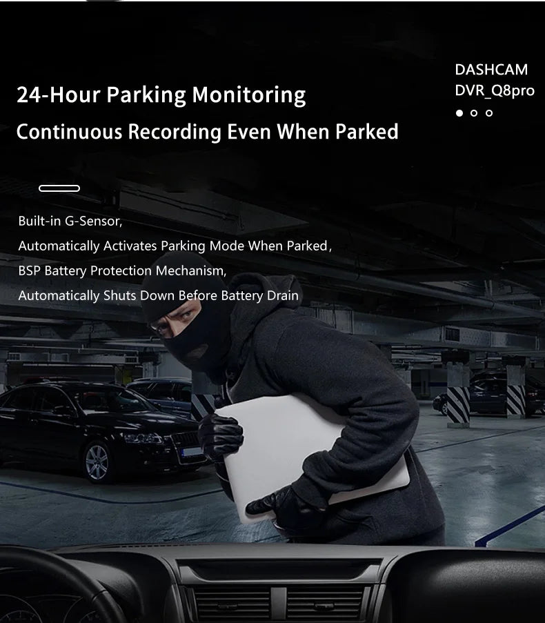 Dash Cam UHD 2K for Car Camera Night Vision With GPS WiFi 24h Parking Loop Record 2K Front 1080P Rear Dual Lens Driving Recorder