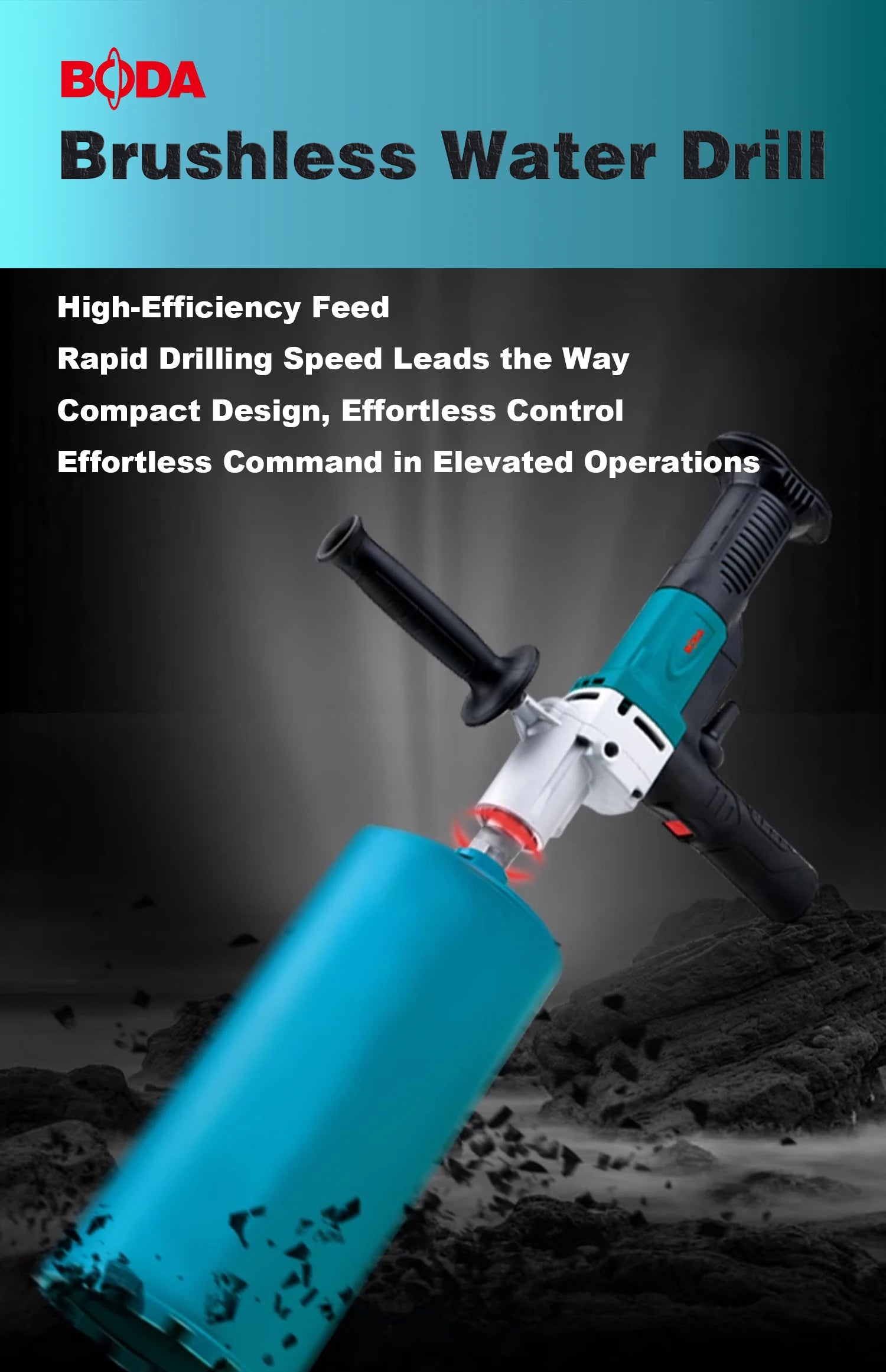 BODA Brushless Wet/Dry Drill 20-178mm , Water-Cooled Concrete Drill for Brick, Stone, Tile & Floor ,Professional Core Drilling
