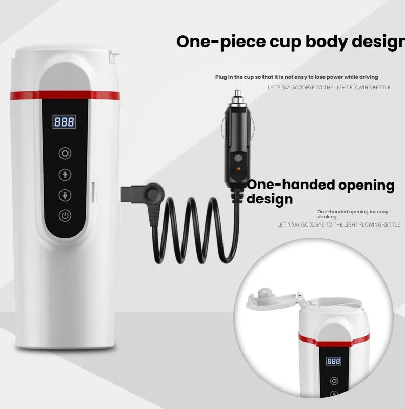 Enjoy warm drinks on the go with this intelligent vehicle-mounted electric heating cup—perfect for keeping your beverage at the ideal temperature while driving!