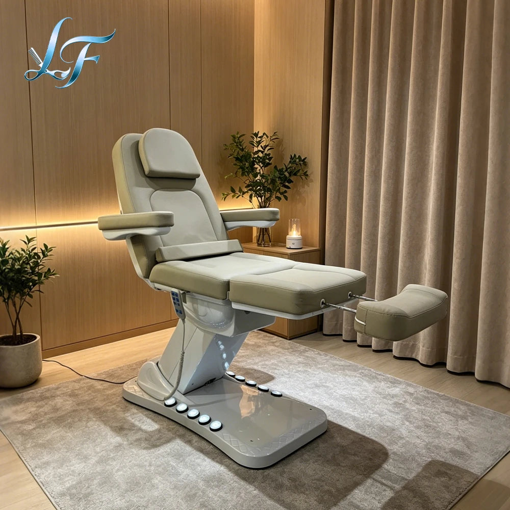 Black Electric 3 Motor Aesthetic Reclining Examination Tattoo Chair Spa Massage Table Cosmetic Facial Beauty Bed