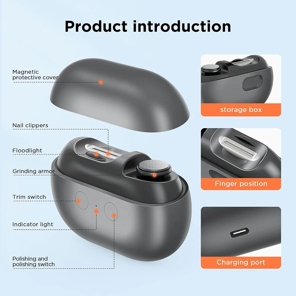 Electric Nail Clippers Automatic Toe Nail Clippers for Thick Toenails Seniors Smart Toenail Clippers with Led Light Nail Trimmer