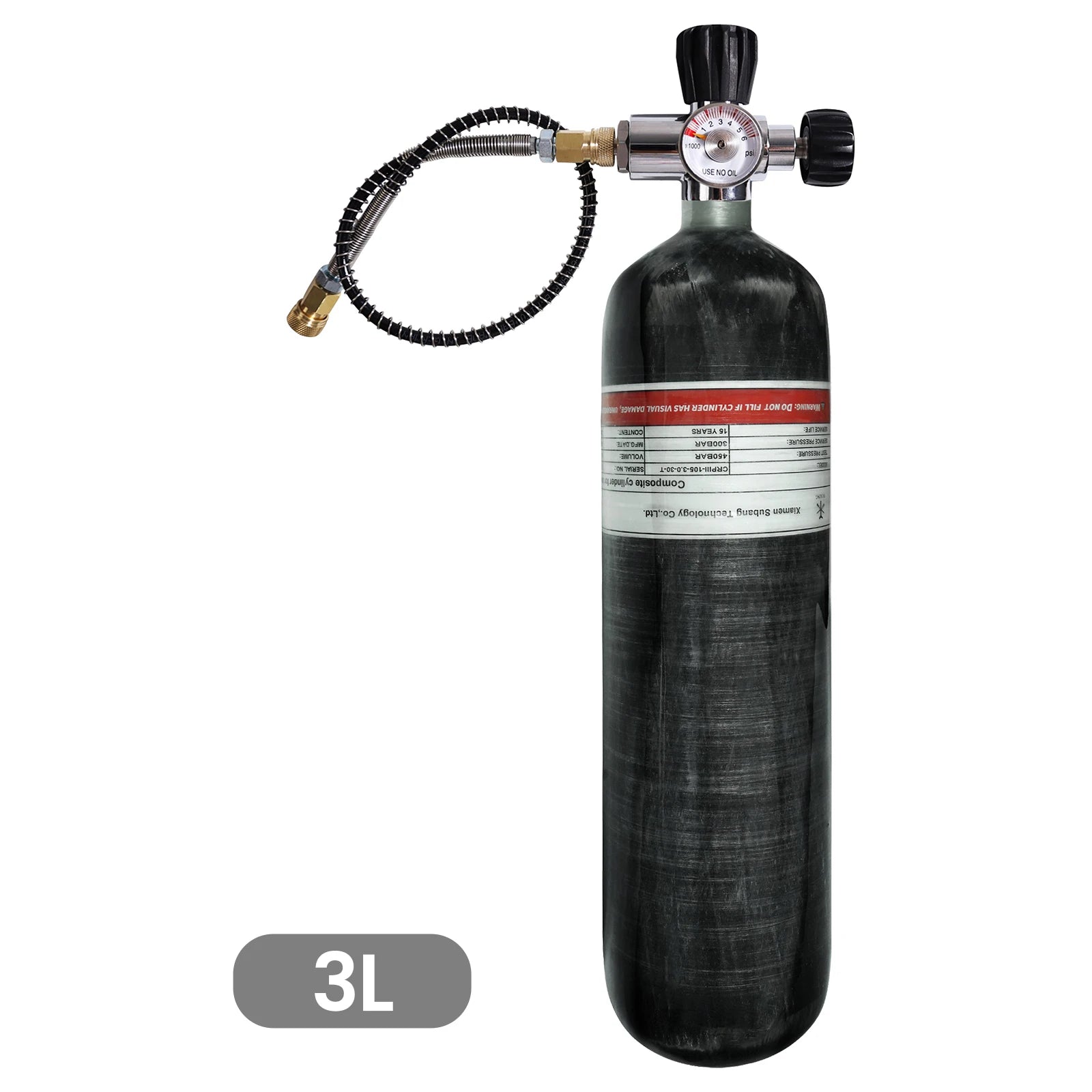 TUXING 300Bar 3L Carbon Fiber Cylinder 4500psi High Pressure Air Tank Scuba Diving Tank Fill Station Valve Regulator M18*1.5