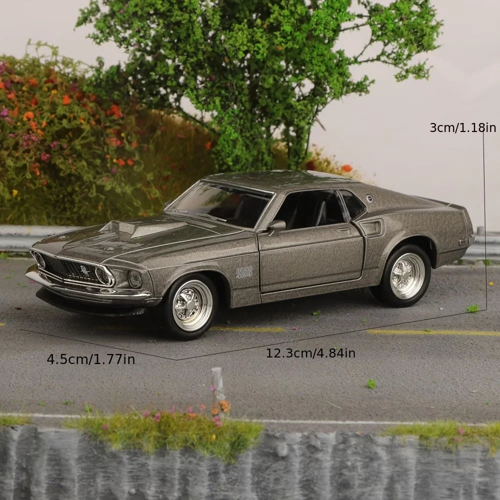 1:36 Ford Mustang Boss 429 Toy Car For Children RMZ CiTY Diecast Vehicle Miniature Pull Back Display Collection Gift For Boys