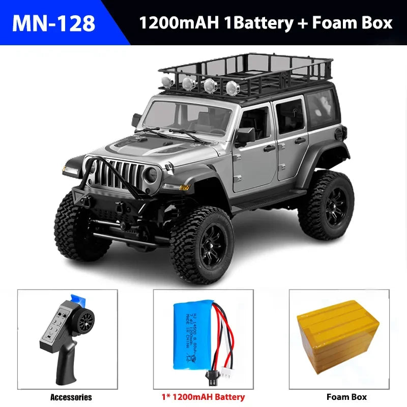 MN128 RC Crawler 1/12 Full Scale 4x4 2.4G Climbing Buggy Vehicle with LED Light 4WD Off-road Remote Control Cars Model Toys