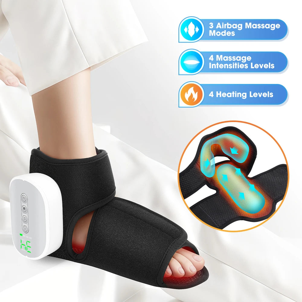 Electric Ankle Foot Massager Vibration Hot Compress Smart Air Pressure Multifunctional Brace Support Relaxation