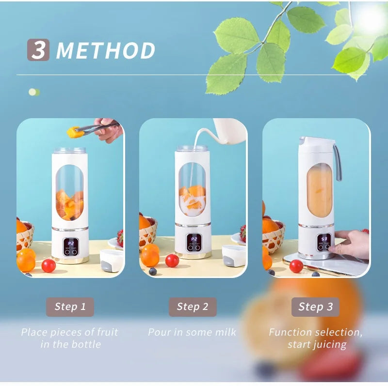 8-blade USB charging, smoothie, kitchen ingredient processor, portable juicer, 3-speed adjustable multi-function mixer juicer