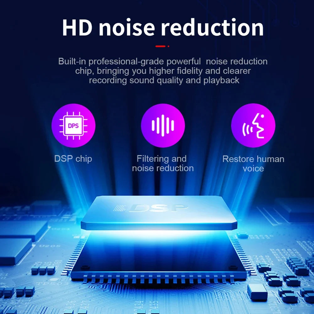 Capture every word clearly with this ultra-thin digital voice recorder—offering up to 150 hours of recording time in a sleek, compact design!