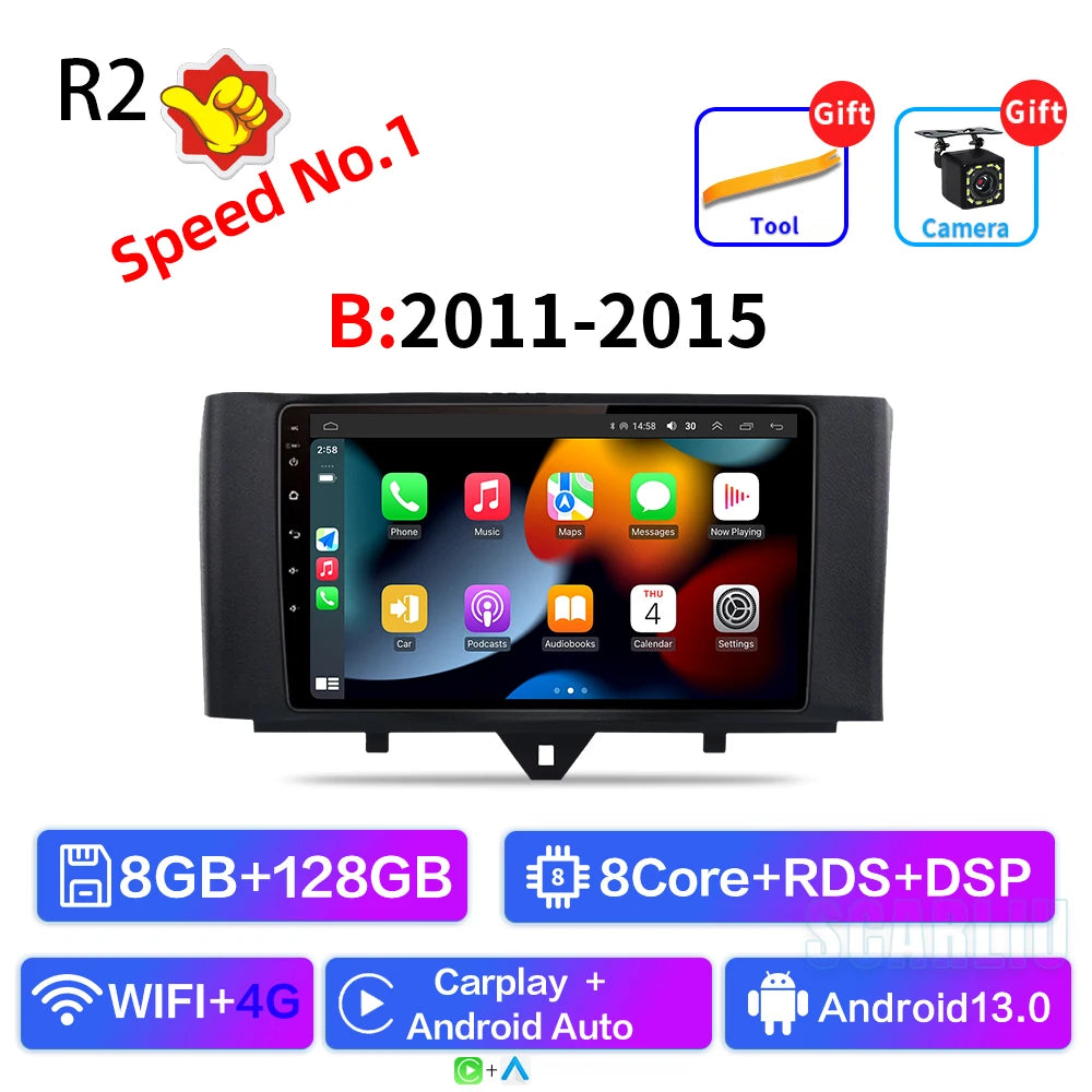 For Smart Fortwo 451 2005 - 2010 2010-2015 Multimedia GPS Navigation DSP RDS 4G SWC CarPlay 2Din 9inch Android Auto Car Radio