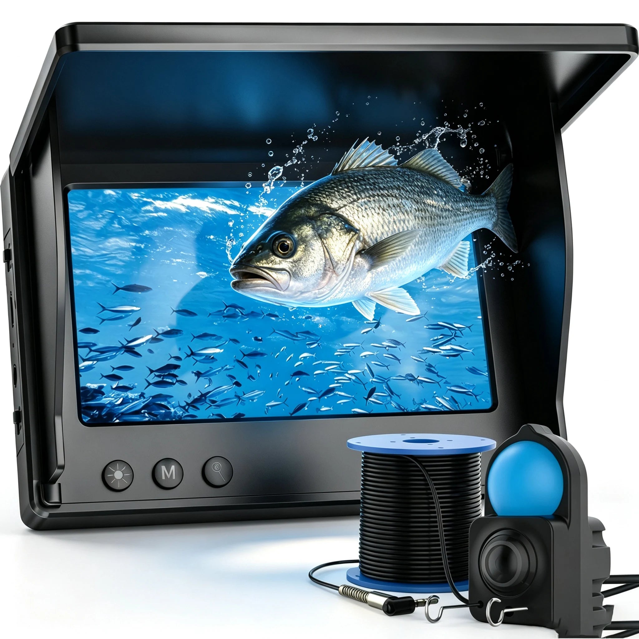 4.3" HD Underwater Fishing Camera,  Portable Fish Finder with Monitor With Night Vision Lights for Lake Boat Ice Fishing