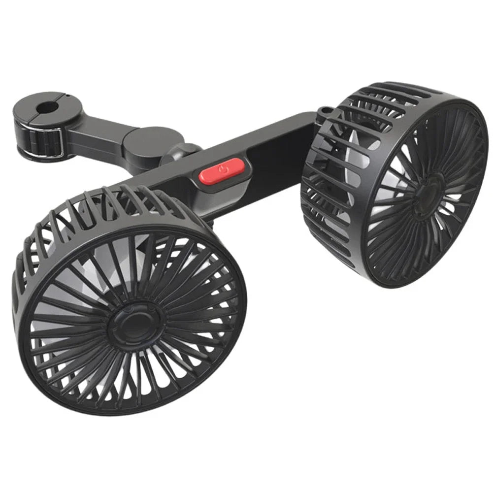 USB Charge Dual Head Fan Car Seat Back Cooling Fan Summer 360 Degree Rotation Auto Headrest Ventilation Fan Neck Cooler