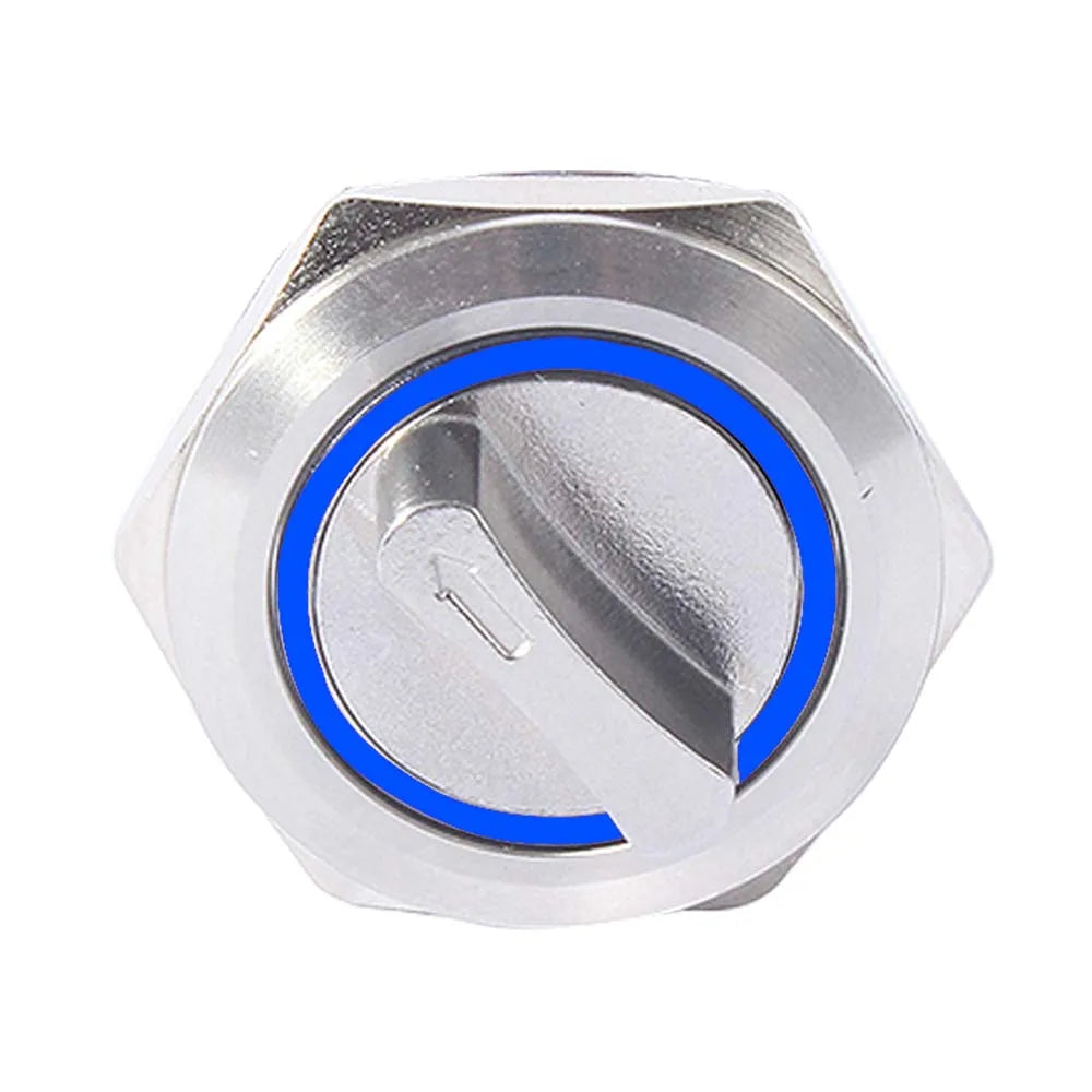 22mm 2/3 position Metal Selector Latching Push Button knob Rotary Switch DPDT SPDT 12V LED Illuminated 1NO1NC/2NO2NC ON OFF lock