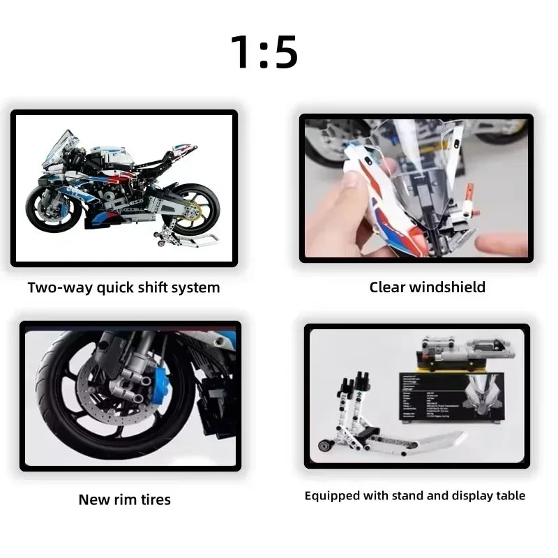 Motorcycle Building Bocks Simulation Motorcycle Model Collectible Model Decoration Difficult Toys Boys Educational Creature Gift