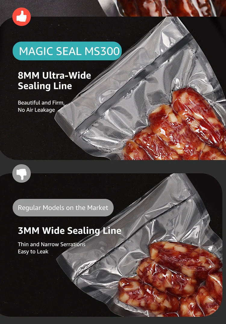 Vacuum Sealer Machine MAGIC SEAL MS300 for Food Plastic Packaging Sealer Mylar Bags Sealer Sealing machine Automatic Manual Mode