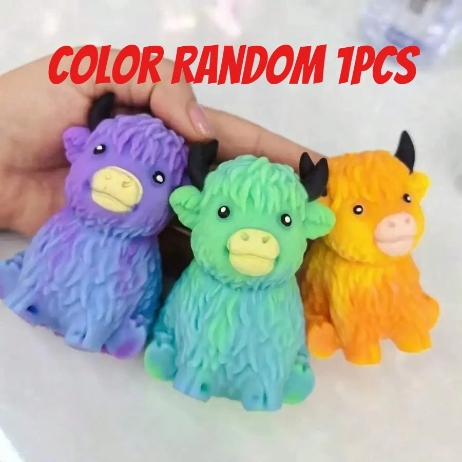 Popular New Products Scottish Highland Cow Stress Relief Toy Slow Bounce Sensory Soft Toy Cheese Squeezing Stress Relief Gift