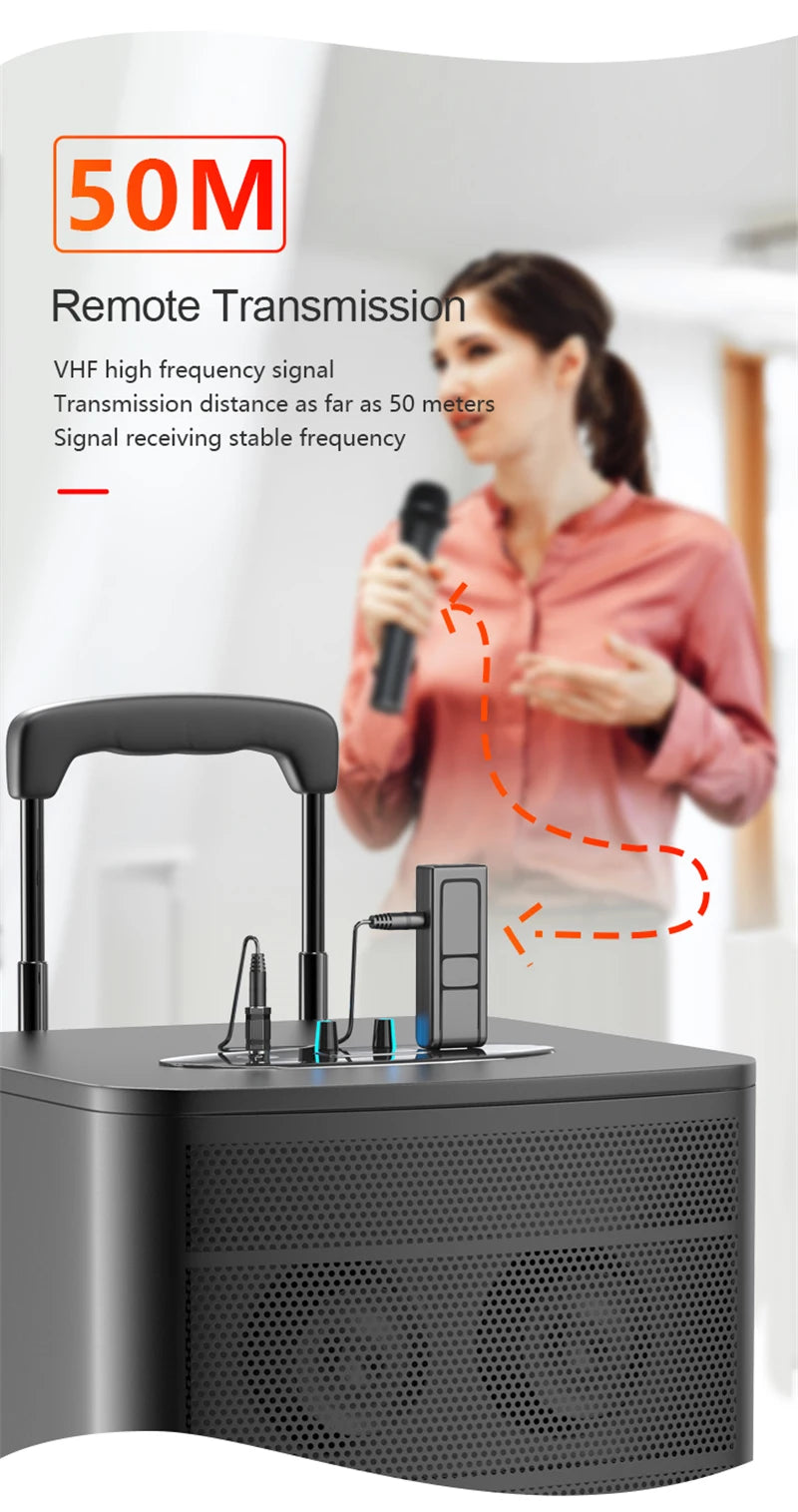 1 Pair VHF Wireless Microphone System Kits USB Receiver Handheld Karaoke Microphone Home Party Smart TV Speaker Singing Mic