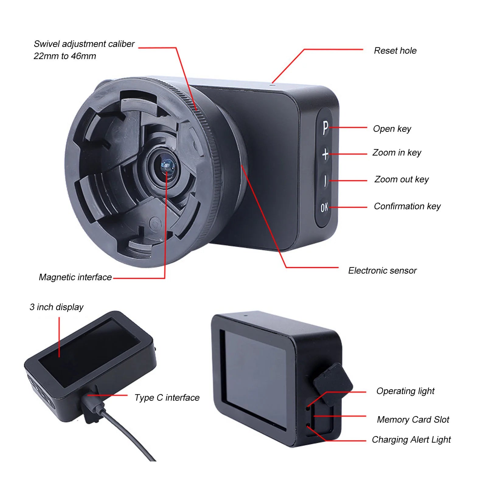 Telescope Eyepiece Camera for Astronomy 4K 3 Inch Color Display Electronic Eyepiece Astrophotography Planetary and Bird Watching