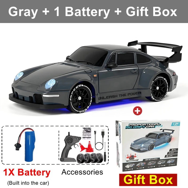 4WD RC Drift Car With LED Light 2.4G Radio 20KM/h High Speed Remote Control Racing Cars Vehicle Model Toy Gift for Boy Girl Kid