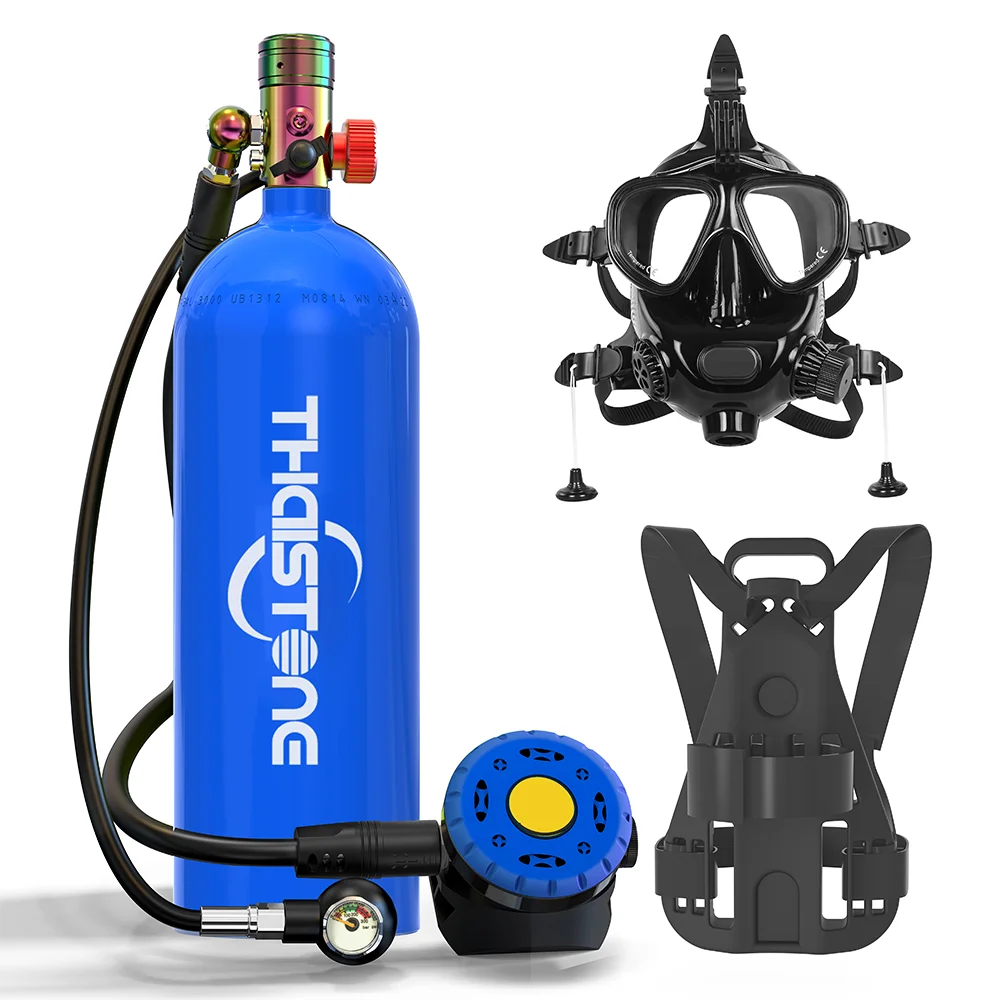 THAISTONE-Scuba Diving Air Tank with Mask Underwater Breath Air Tank, Oxygen Tank, Snorkeling Equipment, 2.3L, 30-40 Minutes