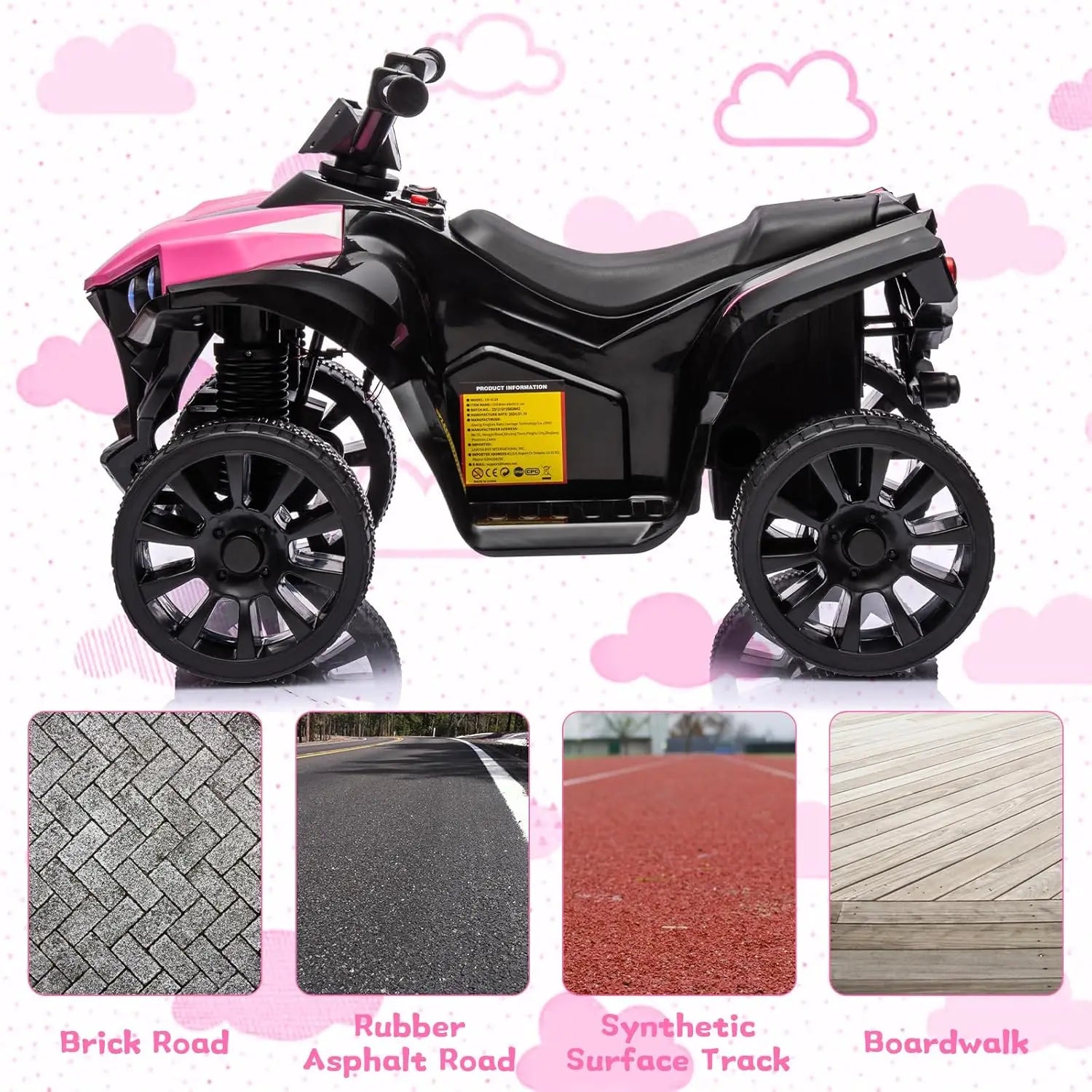 6V Battery Powered Kids Electric ATV, Ride On Toys 4-Wheeler Quad for Boys and Girls, 1.8MPH Max Speed, Treaded Tires,Rubber Handles, Push-Button Accelerator