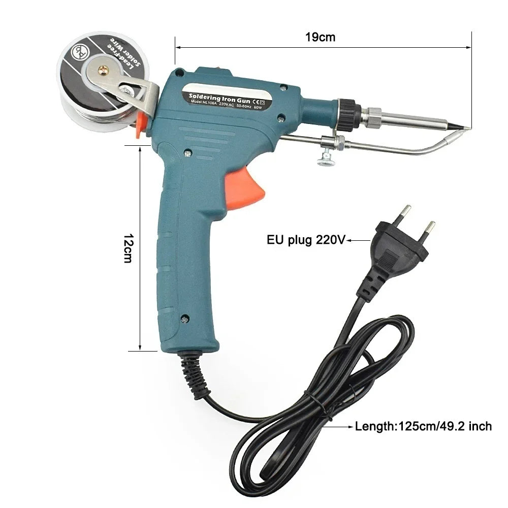 Automatic Soldering Gun 60W Handheld Soldering Iron with Internal Heating Welding Tool Kit 110V 220V Dual Voltage Smart Solder Wire Feed Welding Station Iron Stand for Electronic Circuit Board PCB Repair