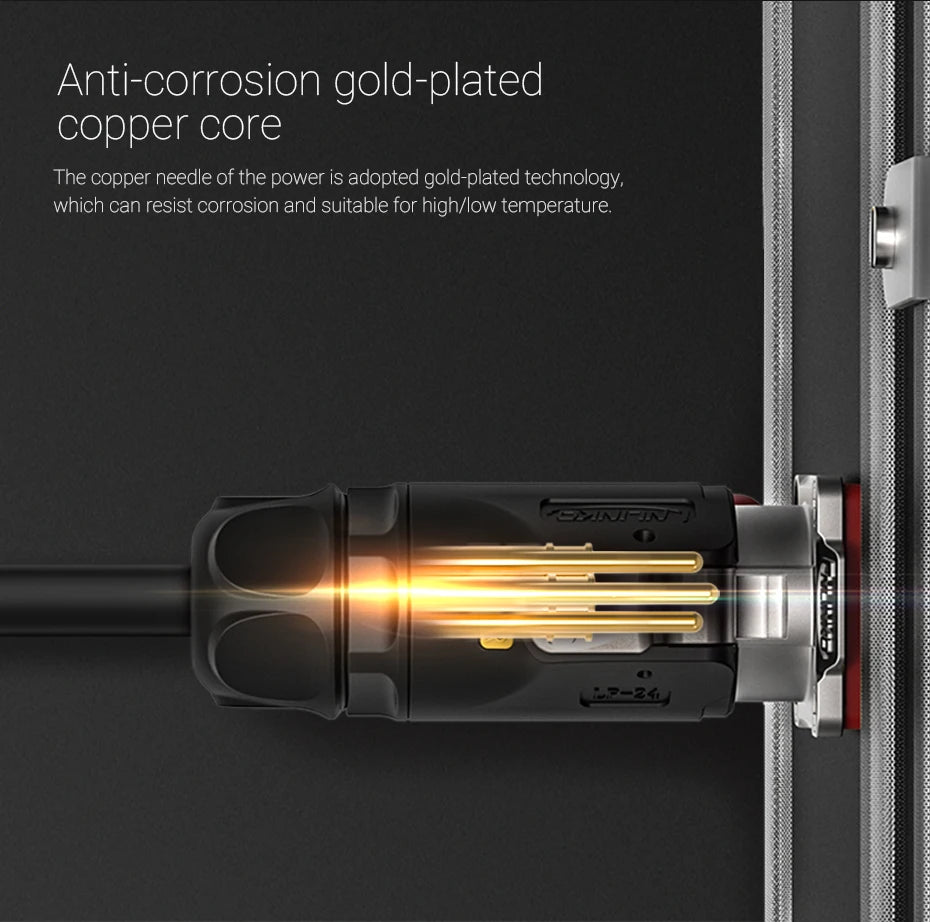 Cnlinko LP24 Plastic IP67 Waterproof 3pin Aviation Electric Plug Socket AC500V 25A Power Connector for Circular Wire Connection