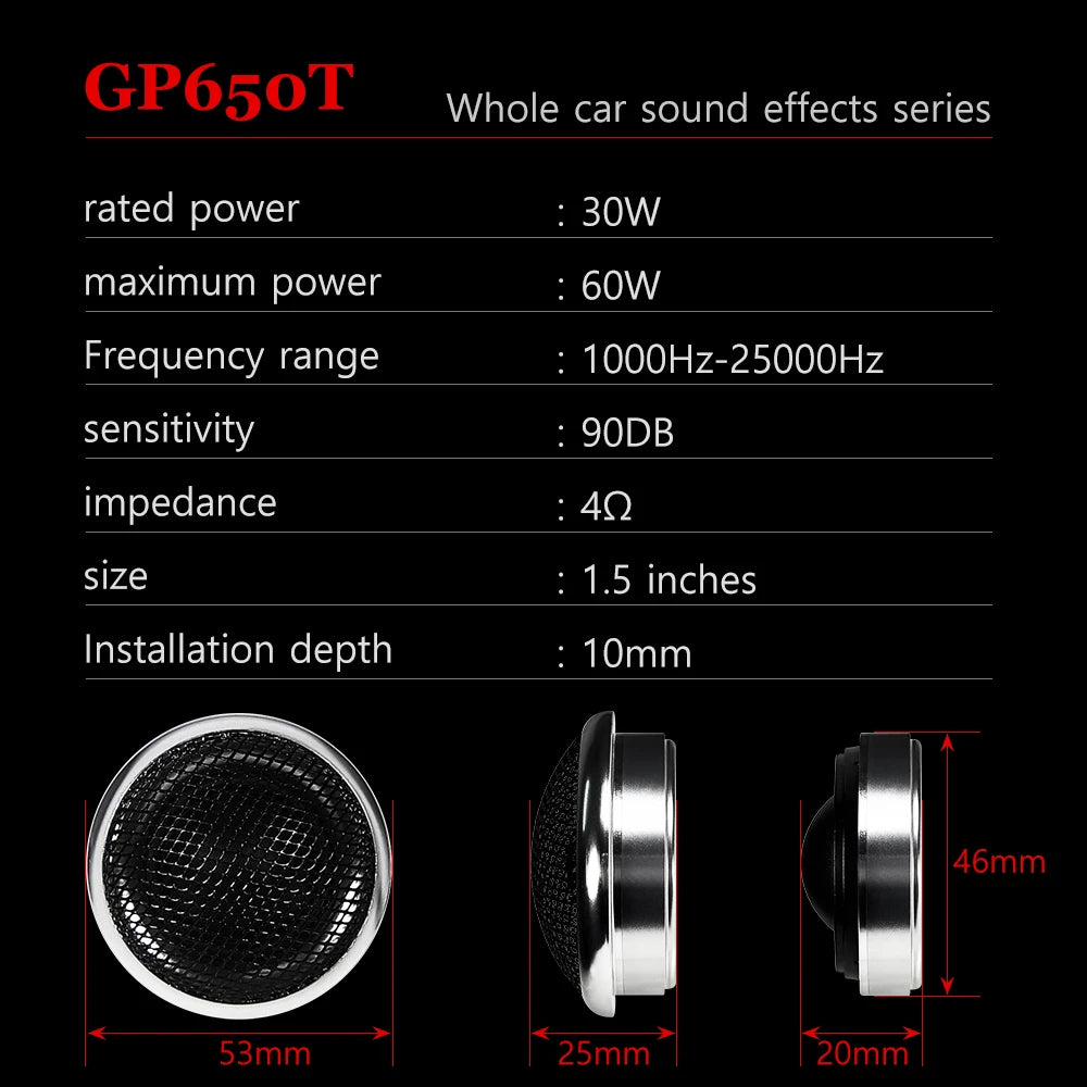 1.5inches Car High Fidelity Stereo Speaker Tweeter - Car Modified Car Audio Silk Dome Tweeters