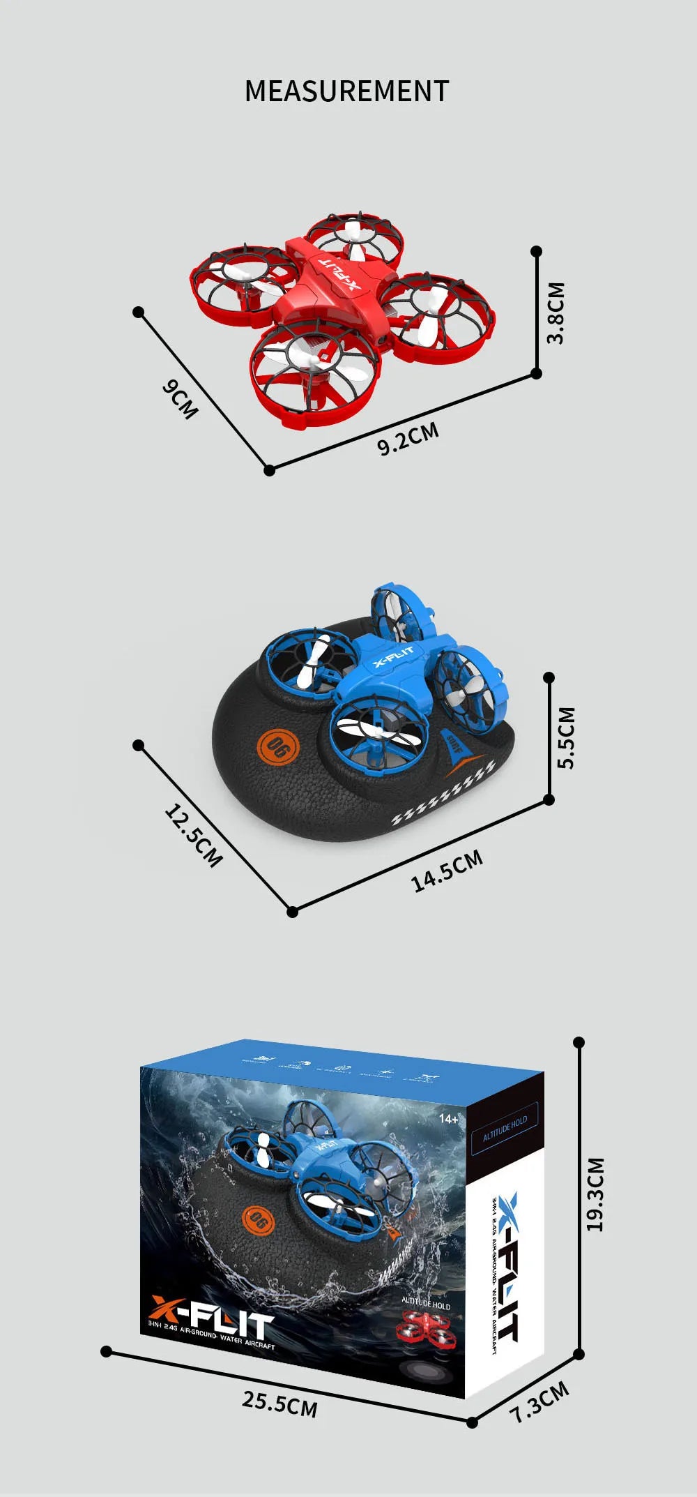 2.4G JJRC 4-rotor drone with multiple modes of gameplay, 360 ° rolling sea, land, and air three in one children's toy